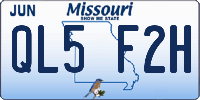 MO license plate QL5F2H