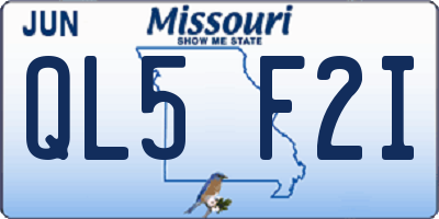 MO license plate QL5F2I