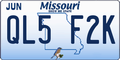 MO license plate QL5F2K