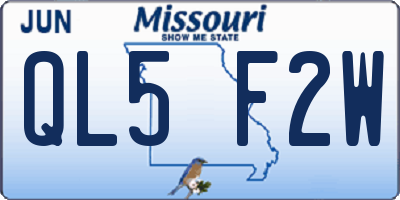 MO license plate QL5F2W