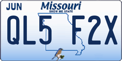 MO license plate QL5F2X