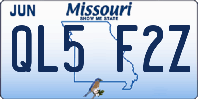 MO license plate QL5F2Z