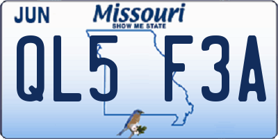 MO license plate QL5F3A