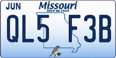 MO license plate QL5F3B