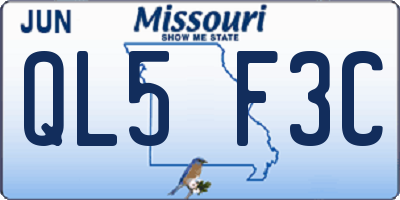 MO license plate QL5F3C