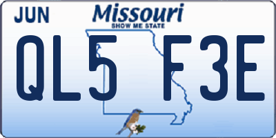 MO license plate QL5F3E