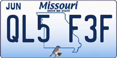 MO license plate QL5F3F