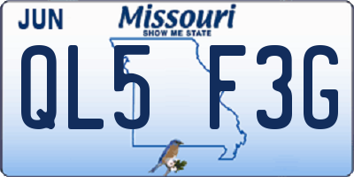 MO license plate QL5F3G