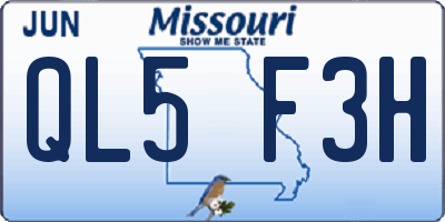 MO license plate QL5F3H