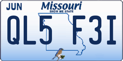 MO license plate QL5F3I