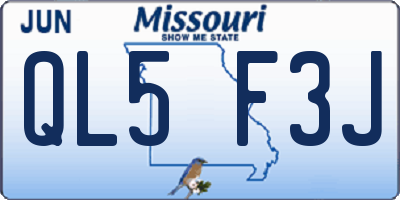 MO license plate QL5F3J
