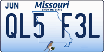 MO license plate QL5F3L
