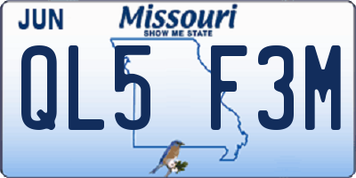 MO license plate QL5F3M