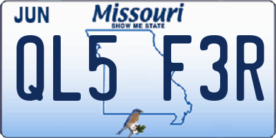 MO license plate QL5F3R