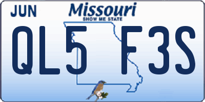 MO license plate QL5F3S