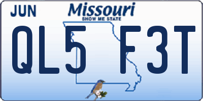 MO license plate QL5F3T