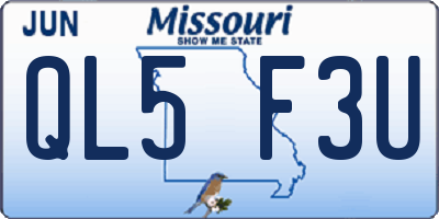MO license plate QL5F3U