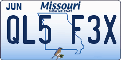 MO license plate QL5F3X