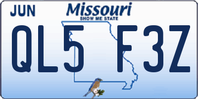 MO license plate QL5F3Z