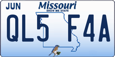 MO license plate QL5F4A