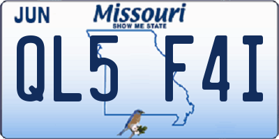 MO license plate QL5F4I