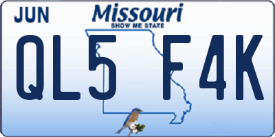 MO license plate QL5F4K