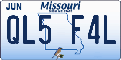 MO license plate QL5F4L