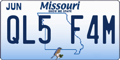 MO license plate QL5F4M