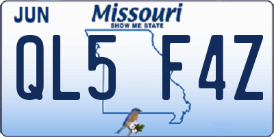 MO license plate QL5F4Z