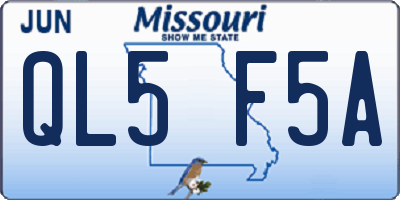 MO license plate QL5F5A