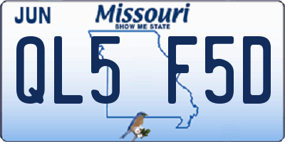 MO license plate QL5F5D