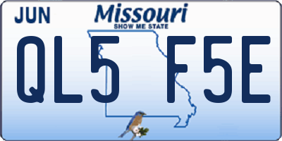 MO license plate QL5F5E