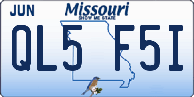 MO license plate QL5F5I