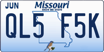 MO license plate QL5F5K