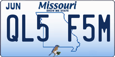 MO license plate QL5F5M