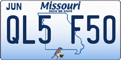 MO license plate QL5F5O