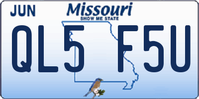 MO license plate QL5F5U