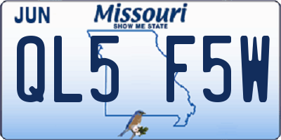 MO license plate QL5F5W
