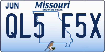 MO license plate QL5F5X