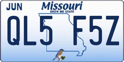 MO license plate QL5F5Z