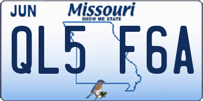 MO license plate QL5F6A
