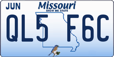 MO license plate QL5F6C