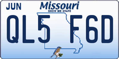 MO license plate QL5F6D
