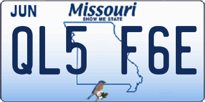MO license plate QL5F6E