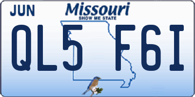 MO license plate QL5F6I