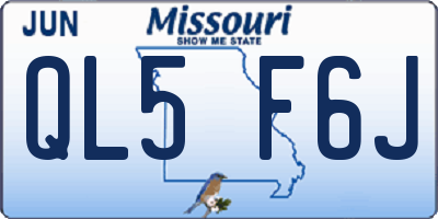 MO license plate QL5F6J