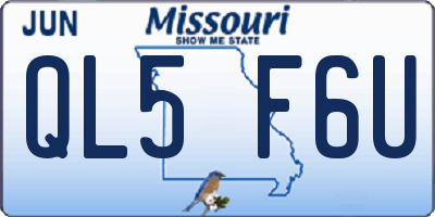 MO license plate QL5F6U