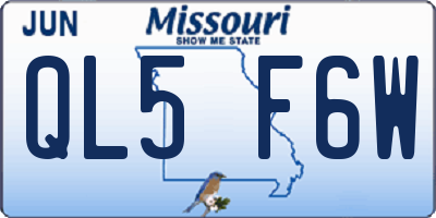 MO license plate QL5F6W