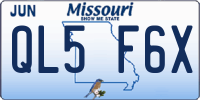 MO license plate QL5F6X