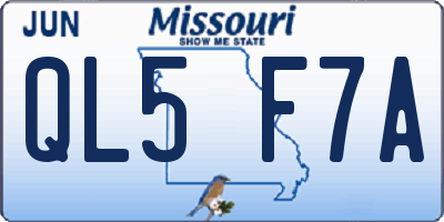 MO license plate QL5F7A